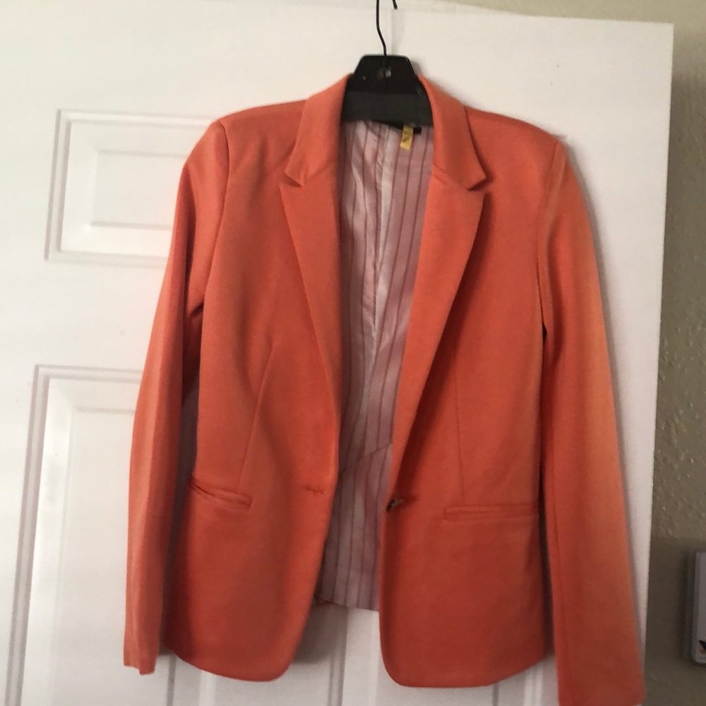 Darling Orange Poly Blend Blazer